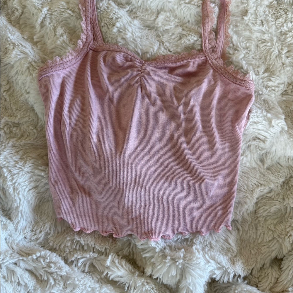 SHEIN Pink Ruched Sleeveless Crop Top